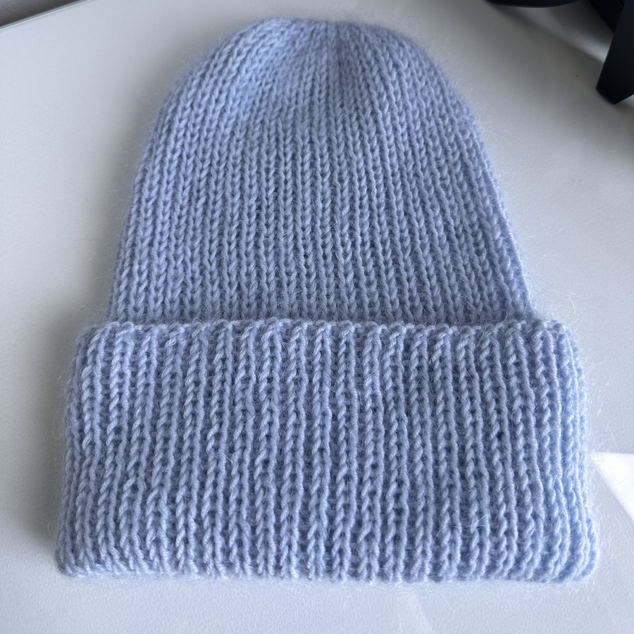 AUREA – ręcznie robiona czapka beanie baby merino + moher i jedwab damska dziecięca 53/07 Rosa