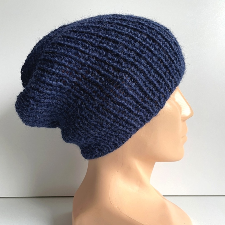 KIARA – czapka z alpaki damska 100% alpaka 5575 granatowy beanie zimowa