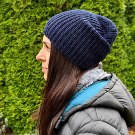 NANA – czapka beanie z wełny baby merino 13 granatowy, ręcznie robiona