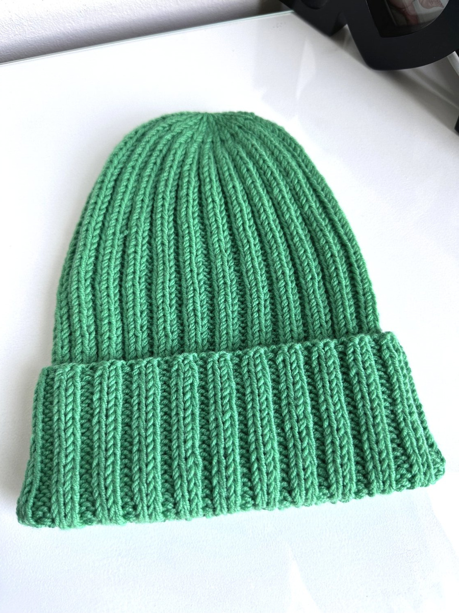 HELLI Mütze mit Umschlag aus Merinowolle 100% Baby Merino 31 jaskrawozielony Unisex