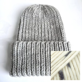 Ręcznie robiona czapka wywijana JANKA 100% Wełna owcza 124 Plamy Atramentu