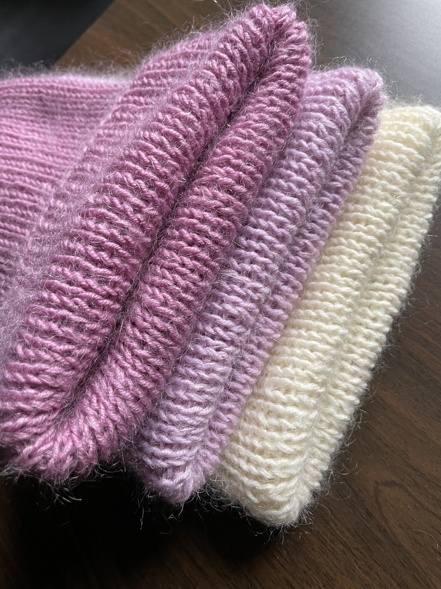 AUREA – ręcznie robiona ciepła czapka beanie baby merino + moher i jedwab dziecięca/damska 27/04 Stary Róż