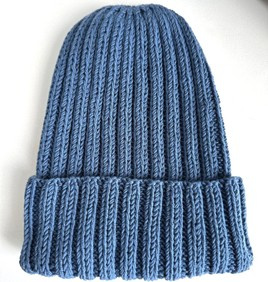 HELLI – czapka merino wywijana 100% Baby Merino 42 Petrol niebieska