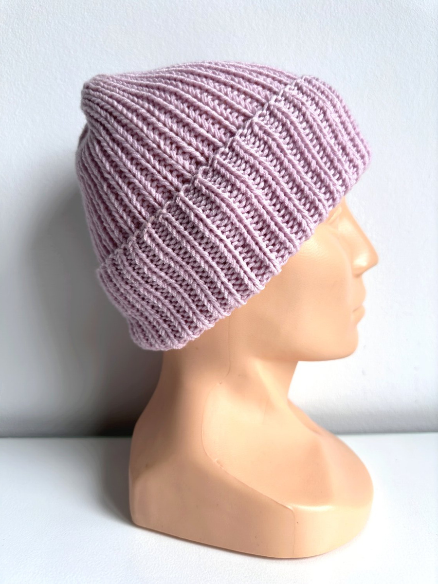 NANA – czapka beanie wywijana z wełny baby merino 54 Pudrowy Róż