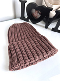 HELLI – czapka beanie z wełny baby merino 52 Czekolada, wywijana, jesienno-zimowa, unisex