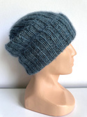 DAISY – czapka beanie handmade baby merino + moher i jedwab Głębia Oceanu