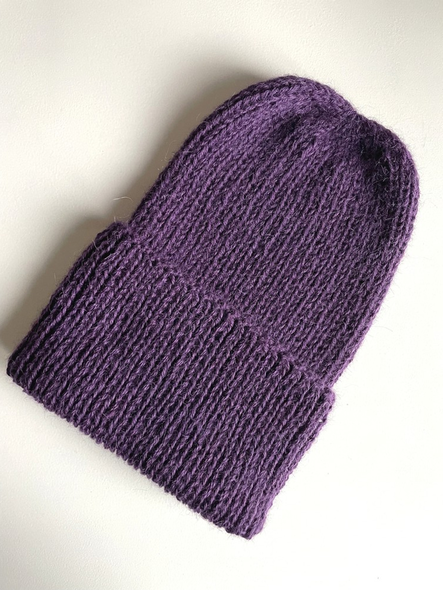 KIARA – czapka z alpaki damska 100% alpaka 4400 ciemny fiolet, zimowa wywijana