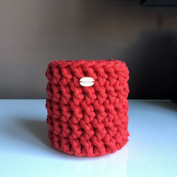 Koszyk ze sznurka bawełnianego czerwony 370 9x12 cm