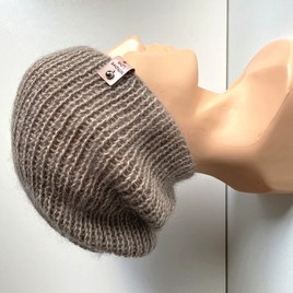 Ręcznie robiona Czapka MARI 100% Alpaka plus nitka moher z jedwabiem 2020/20 beż