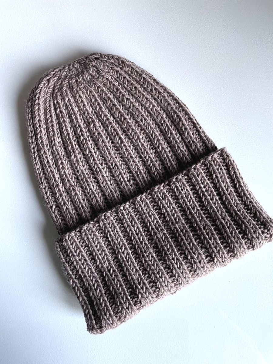 HELLI – czapka beanie wywijana z wełny baby merino 100% 17 beż, jesienno-zimowa, unisex