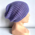 Handmade women's hat AUREA 100% baby merino plus mohair and silk 14/11 Purple