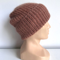 AUREA – ręcznie robiona czapka beanie baby merino + moher i jedwab dziecięca/damska 48/33 Blush