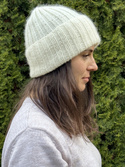 MIRA – ręcznie robiona ciepła czapka beanie merino + moher i jedwab 01 Ecru