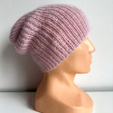 Handmade women's hat AUREA 100% Baby Merino plus mohair and silk 54/40 Powder Pink