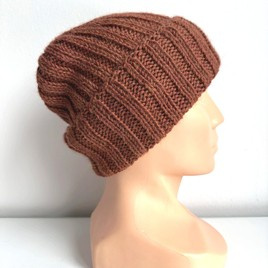 LAURIN – czapka z 100% alpaki wywijana 9025 orzechowy