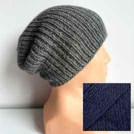 KIARA – czapka z alpaki 100% damska beanie 9047 azuryt niebieska zimowa