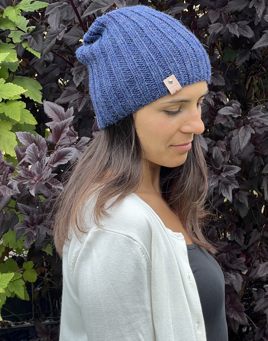 LAURIN – czapka z 100% alpaki bez wywinięcia 6360 nocne niebo