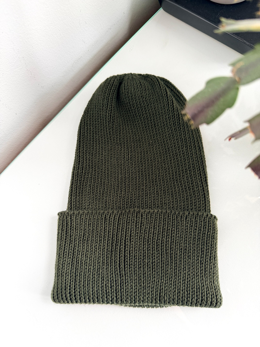 VARELLA – czapka merino beanie wywijana 65 ciemny leśny unisex