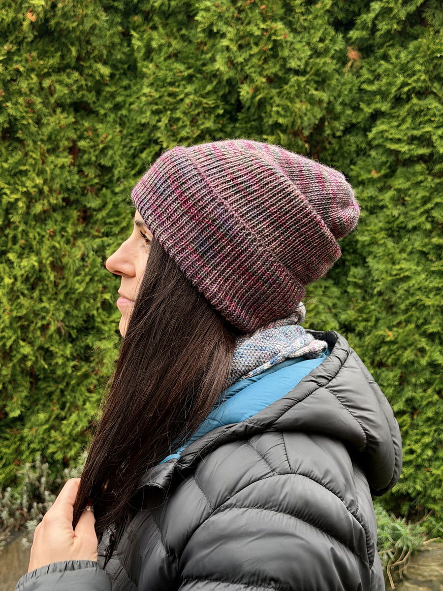 HELEN – czapka z 100% alpaki wywijana 073 fioletowy