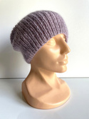 Handmade Czapka damska AUREA 100% Baby Merino plus moher i jedwab 39 Fioletowa Orchidea