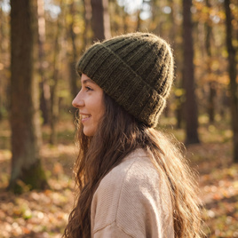 MARGARET Handmade Beanie Alpaca Mohair and Silk 7895 Dark Green
