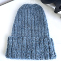 DAISY – czapka beanie handmade baby merino + moher i jedwab Głębia Oceanu