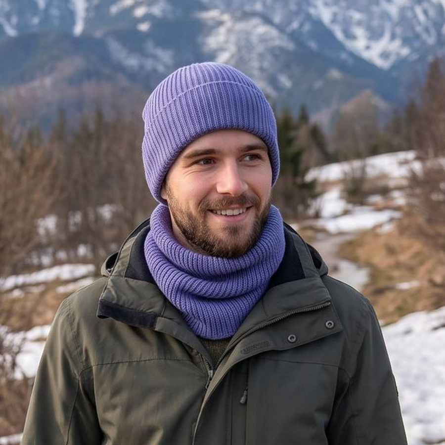 VARELLA – czapka z wełny merino 25 lawenda zimowa