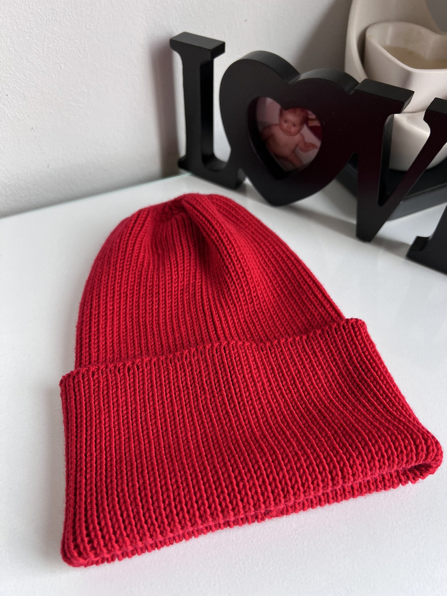 VARELLA – czapka merino beanie 100% baby merino 16 czerwony jesienno-zimowa