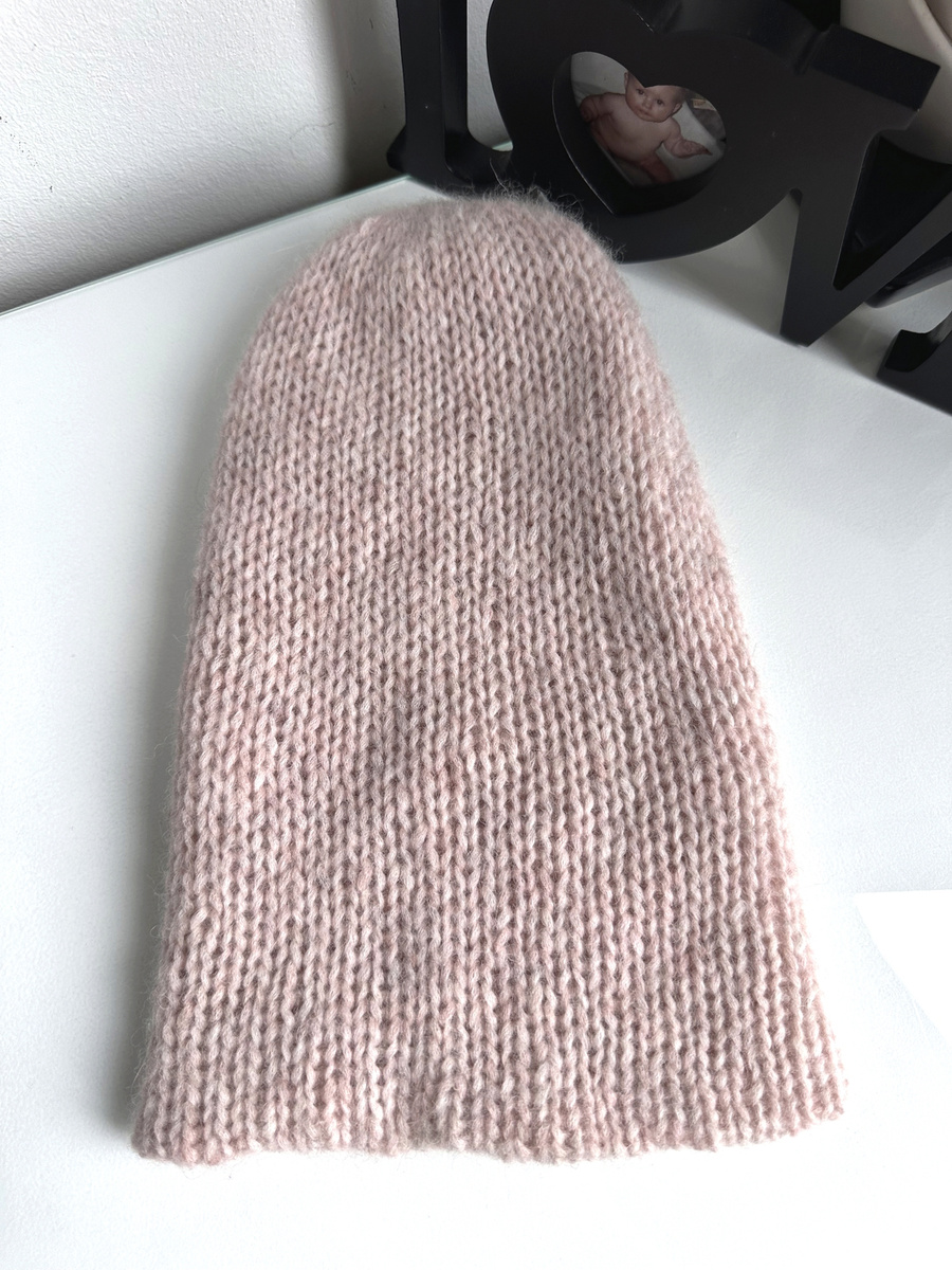 CHMURKA Doppelte Beanie-Mütze aus Alpaka 33 Różowy Piasek