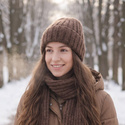 Ręcznie robiona czapka beanie MIRA 100% Merino plus moher i jedwab 14/15 Brąz