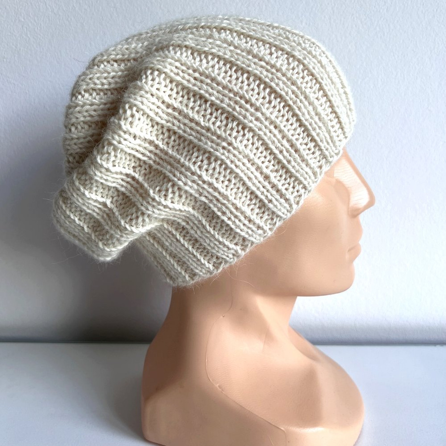 LAURIN – czapka z alpaki bez wywinięcia 100 ecru