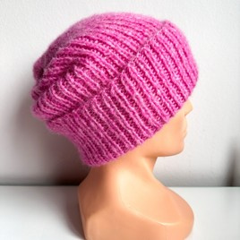 CHMURKA – czapka z alpaki damska wywijana 52 Płatek Róży