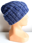 NELLI Handmade Turn-Up Merino Beanie 38 Niebieska Mgiełka