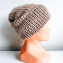 AUREA – ręcznie robiona czapka baby merino + moher i jedwab dziecięca/damska 64/54 jasny dąb