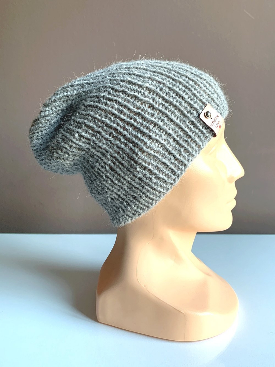 KIARA – czapka z alpaki 100% beanie 501 jasny szary damska zimowa