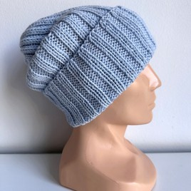 HELLI – czapka beanie z wełny baby merino 53 Rosa, wywijana, jesienno-zimowa