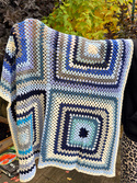Ręcznie robiony Koc baby merino dla dziecka 100x100 cm - niebieski kocyk dziecięcy
