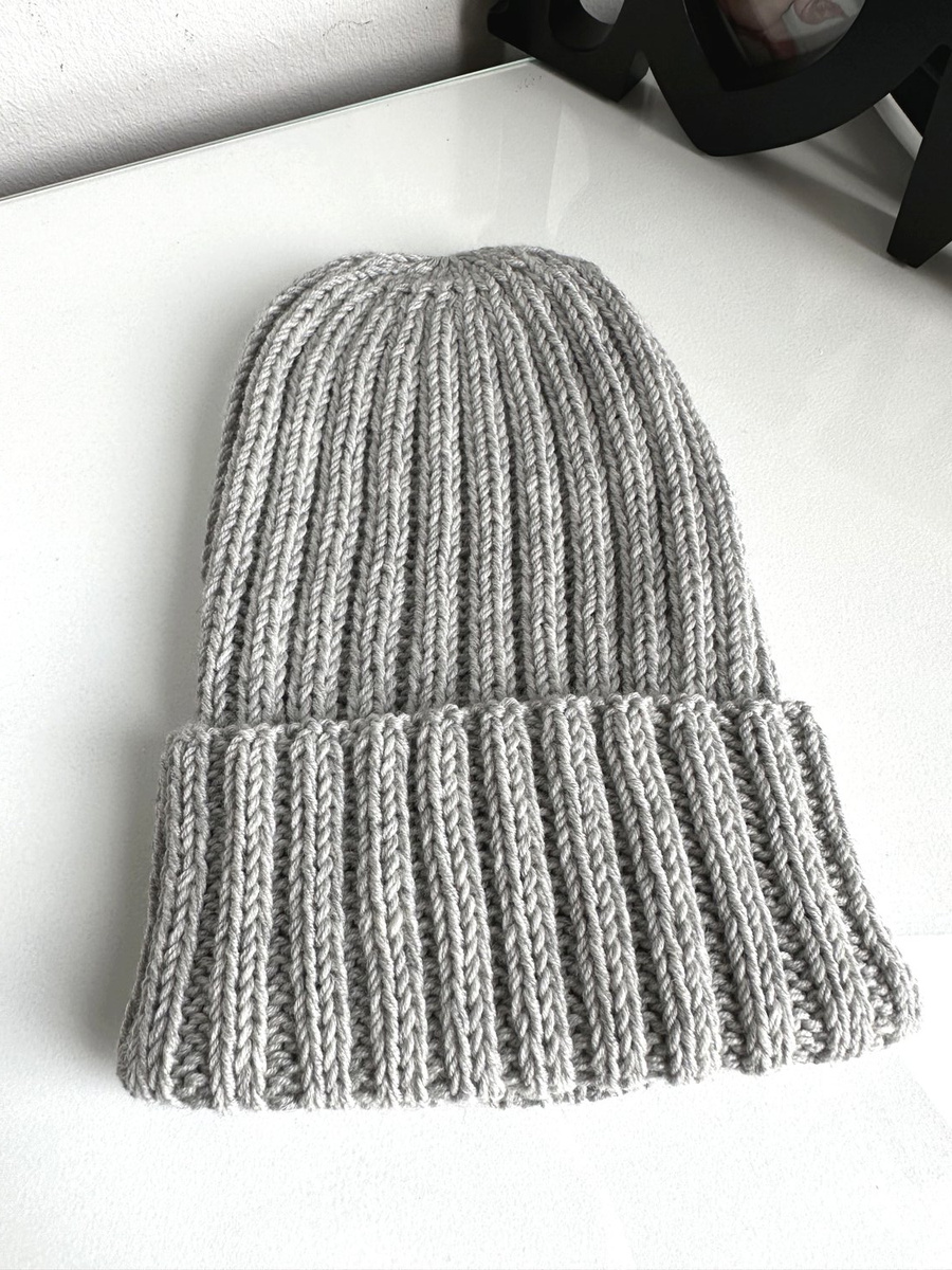 HELLI – czapka beanie wywijana 100% baby merino 22 Jasny Szary