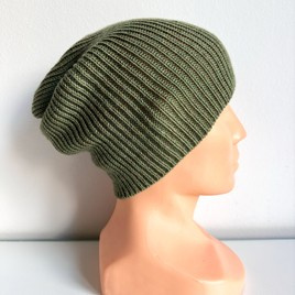 VARELLA – czapka z wełny merino beanie 38 Oliwka, cienka przejściowa