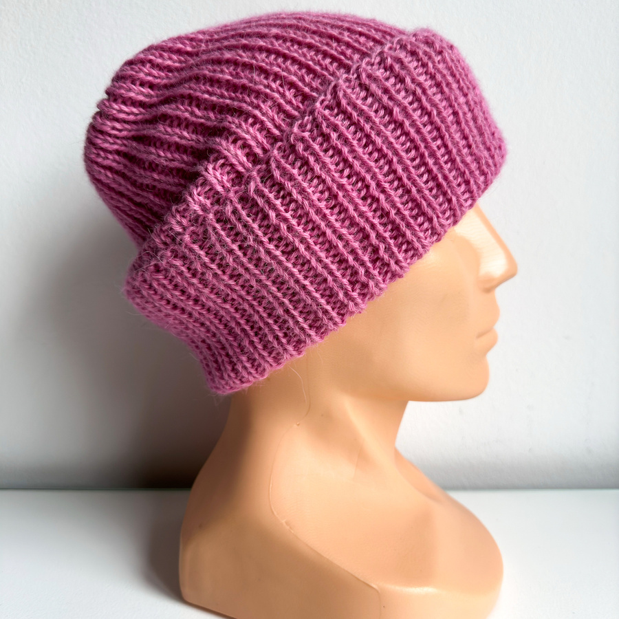 KIARA – czapka wywijana z alpaki 100% 9034 płatek róży zimowa