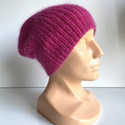 Handmade women's beanie AUREA 100% Baby Merino plus mohair and silk 08/13 Fuchsia