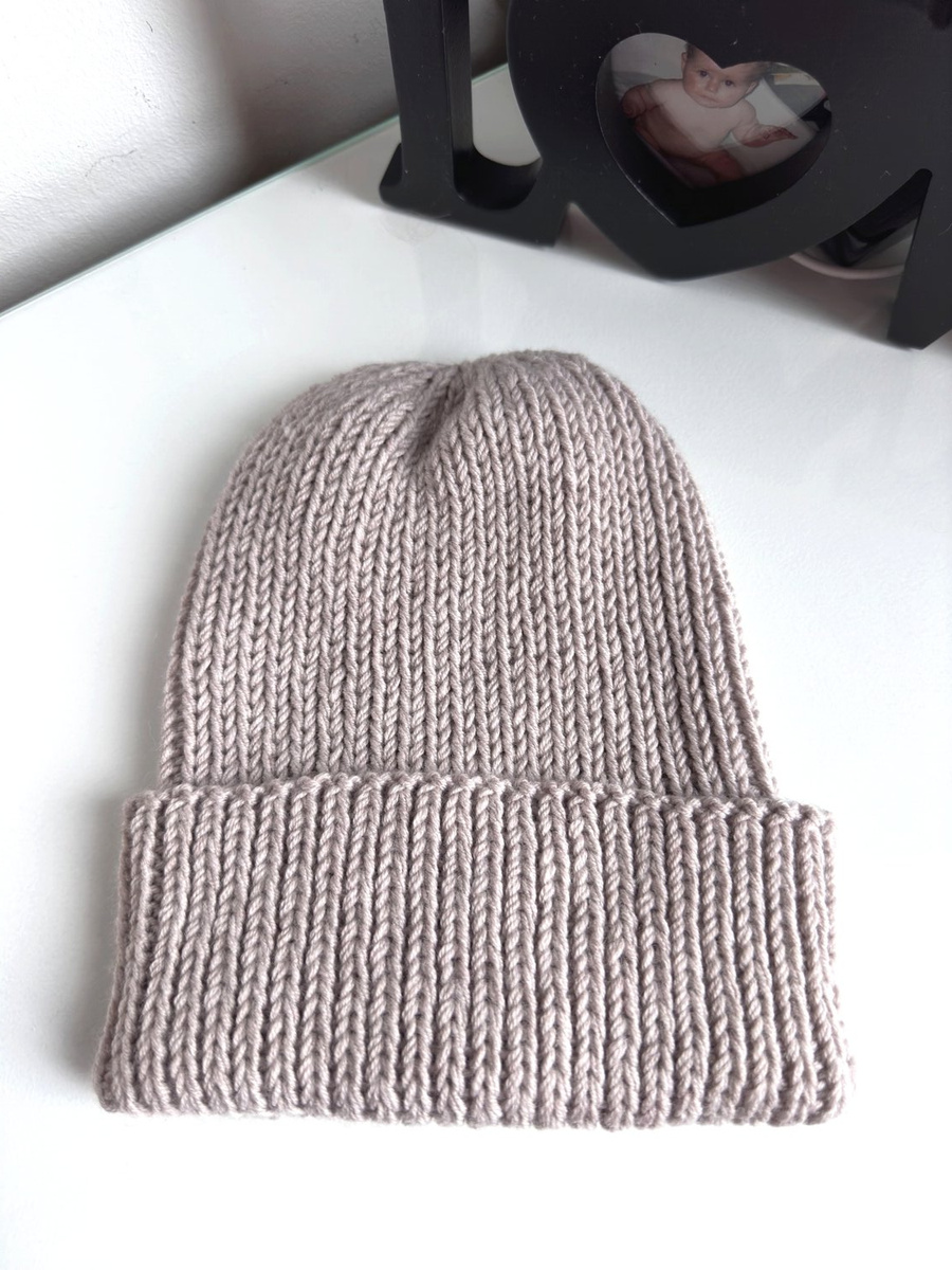 NANA – czapka wywijana z wełny 100% baby merino 23 Jasny Beż