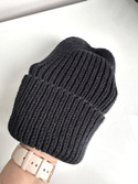 NANA – czapka wywijana beanie z wełny baby merino 21 Czarny