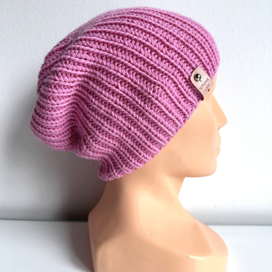 NANA – czapka beanie z wełny baby merino 07 różowy