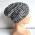 NANA – ręcznie robiona czapka beanie z wełny baby merino 19 szary jesienno-zimowa