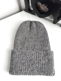 KIARA Turn-Up Handmade Beanie 100% Alpaca 517 Medium Grey