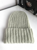 MARGARET Handmade Turn-Up Beanie Alpaca Mohair and Silk 9030/47 Lody Pistacjowe