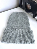 AUREA – czapka beanie handmade baby merino + moher jedwab dziecięca/damska 50/34 Zielona Szałwia