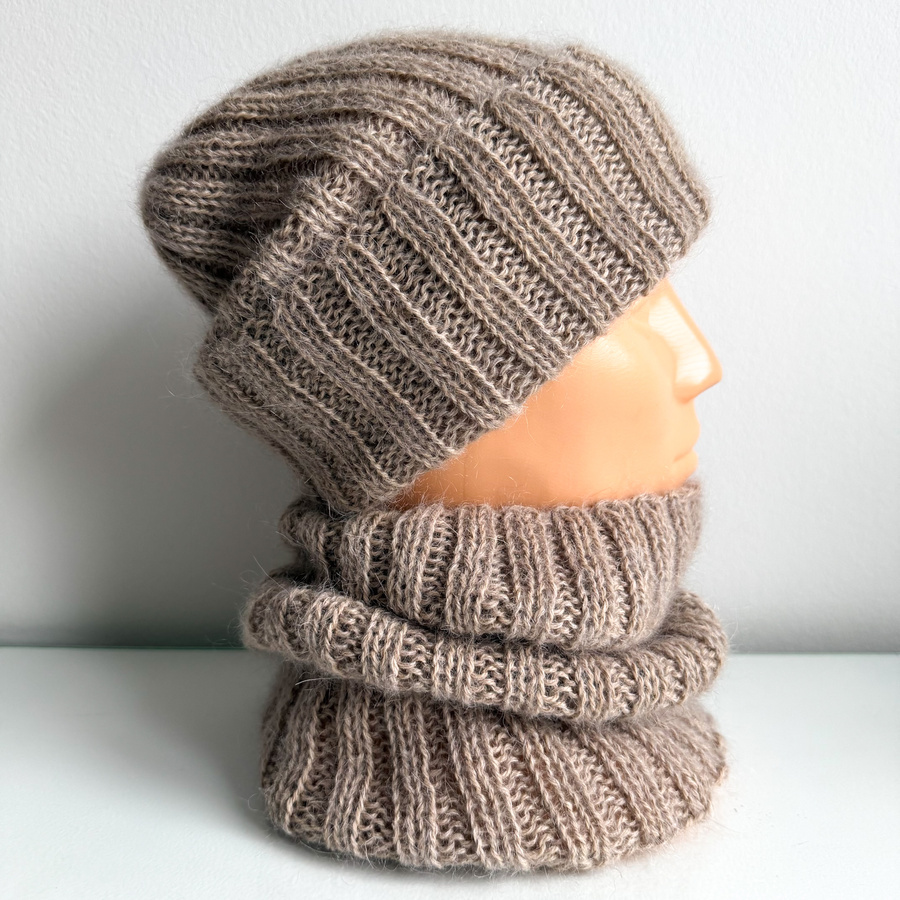 Ręcznie robiony KOMIN MARGARET 100% Alpaka + nitka moher i jedwab 2020/20 Jasny Nugat