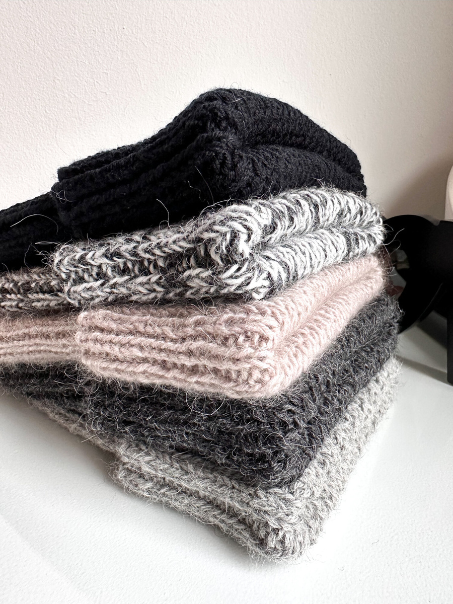 KIARA – czapka wywijana z alpaki 100% 506 Ciemny Szary zimowa